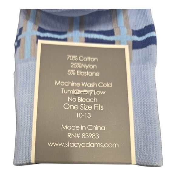 STACY ADAMS MENS PLAID PATTERN DRESS SOCK. BLUE GRAY. SAS 355-5 - Picture 2 of 2